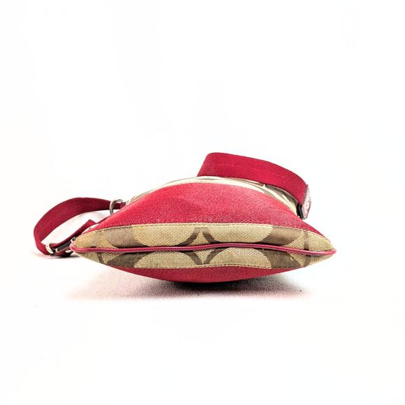 COACH Swingpack Khaki Signature Canvas with Red Trim Crossbody Bag - Picture 5 of 6